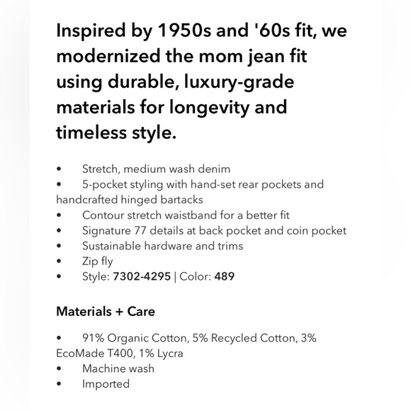 AE77 Premium Mom Jean - 4 Short - Picture 13 of 13